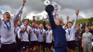Merthyr Town celebrate their promotion