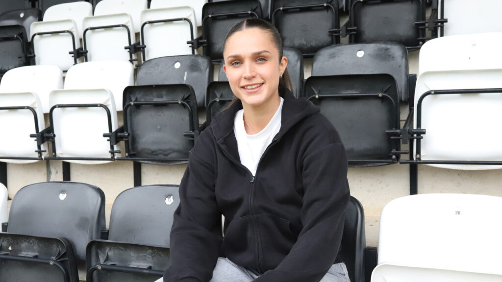 New Spennymoor Town Ladies defender Meg Elliott checks-in at The Brewery Field