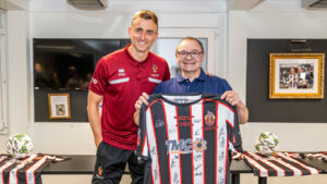 Spennymoor Town striker Glen Taylor with Glyn Carter for Carter Property Services