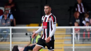 Spennymoor Town defender Ben Beals in action