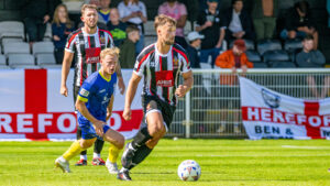 Spennymoor Town's player Olly Dyson in action against Hereford