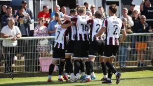 Spennymoor Town celebrate their second goal against Hereford