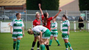 Spennymoor Town Ladies' forward Holly Doogan celebrates a goal