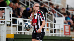 Spennymoor Town Ladies defender Amy Elliott in action