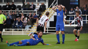 Spennymoor Town striker Glen Taylor scores against Leamington