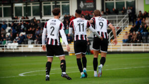 Spennymoor Town attacker Junior Mondal celebrates his goal against Southport