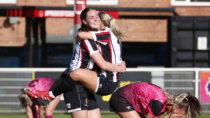 Spennymoor Town Ladies striker Holly Doogan celebrates a goal