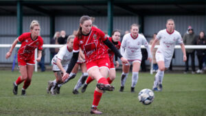 Spennymoor Town striker Holly Doogan scores a penalty against South Shields