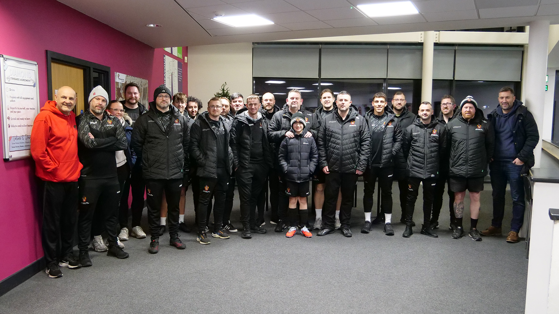 Spennymoor Town's Youth coaches with Head Safe's Nick Gates