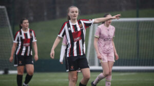 Spennymoor Town Ladies midfielder Becca Drinkald in action