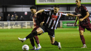 Spennymoor Town midfielder Rob Ramshaw in action against Chorley