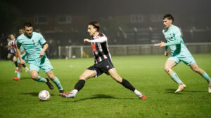 Spennymoor Town striker Glen Taylor in action against AFC Telford United