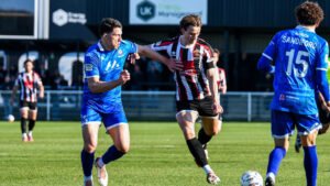 Spennymoor Town striker Glen Taylor in action against Bedford Town