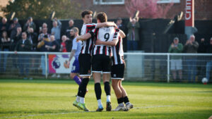 Spennymoor Town players celebrate a goal