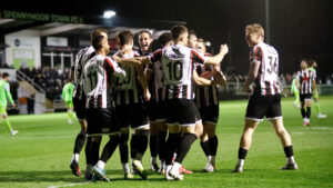 Spennymoor Town players celebrate a goal against Curzon Ashton