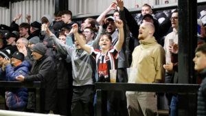 Spennymoor Town fans celebrating at The Brewery Field