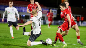 Spennymoor Town winger Corey McKeown in action at Hereford
