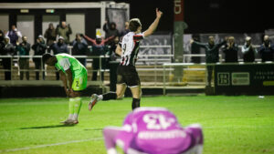 Spennymoor Town striker Glen Taylor celebrates a goal