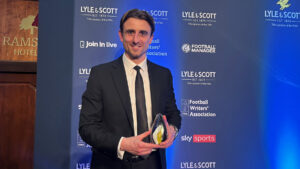 Spennymoor Town striker Glen Taylor with his Football Writers' Award
