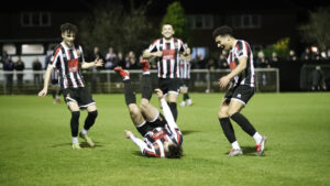 Spennymoor Town's Olly Dyson celebrates his goal against Kidderminster Harriers