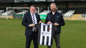 Spennymoor Town Managing Director Ian Geldard with Procure Smart Managing Director Craig Shields