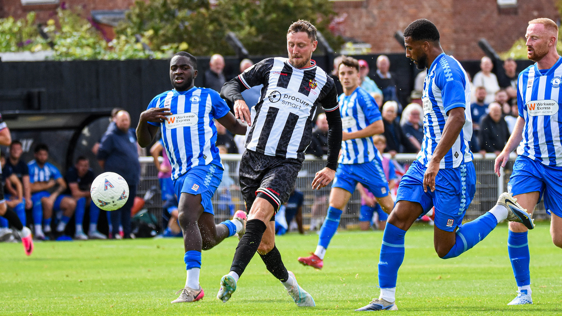Spennymoor Town striker Richie Bennett scores against Hartlepool United