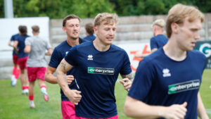 Spennymoor Town players warming up